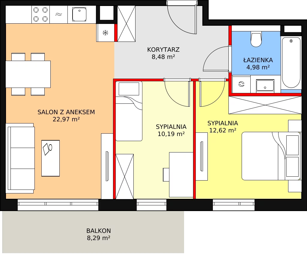 Mieszkanie 59,24 m², piętro 4, oferta nr 6G-4-2, Naramowice Odnova II, Poznań, Naramowice, ul. Bielicowa