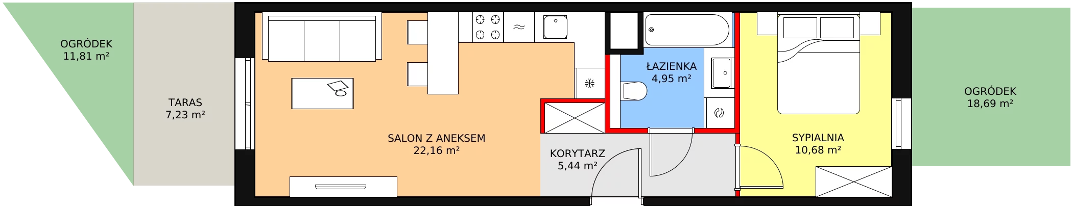 Mieszkanie 43,23 m², parter, oferta nr 7A-0-1, Naramowice Odnova II, Poznań, Naramowice, ul. Bielicowa