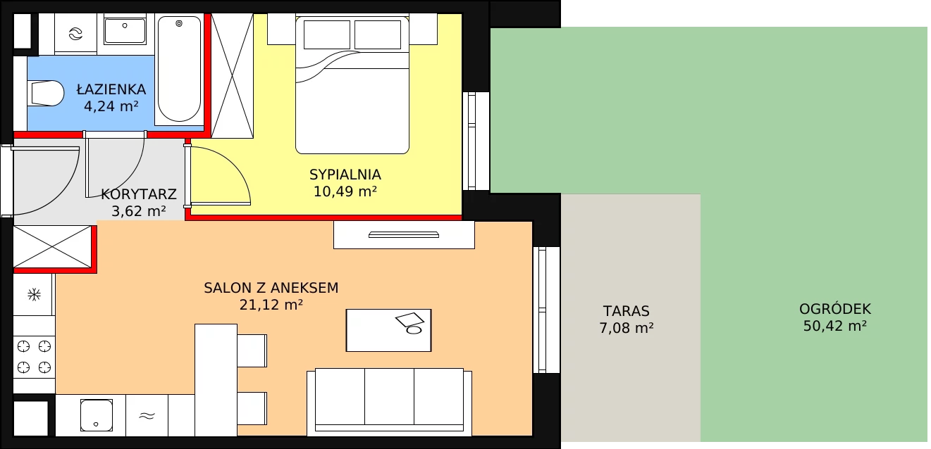 Mieszkanie 39,47 m², parter, oferta nr 7A-0-4, Naramowice Odnova II, Poznań, Naramowice, ul. Bielicowa