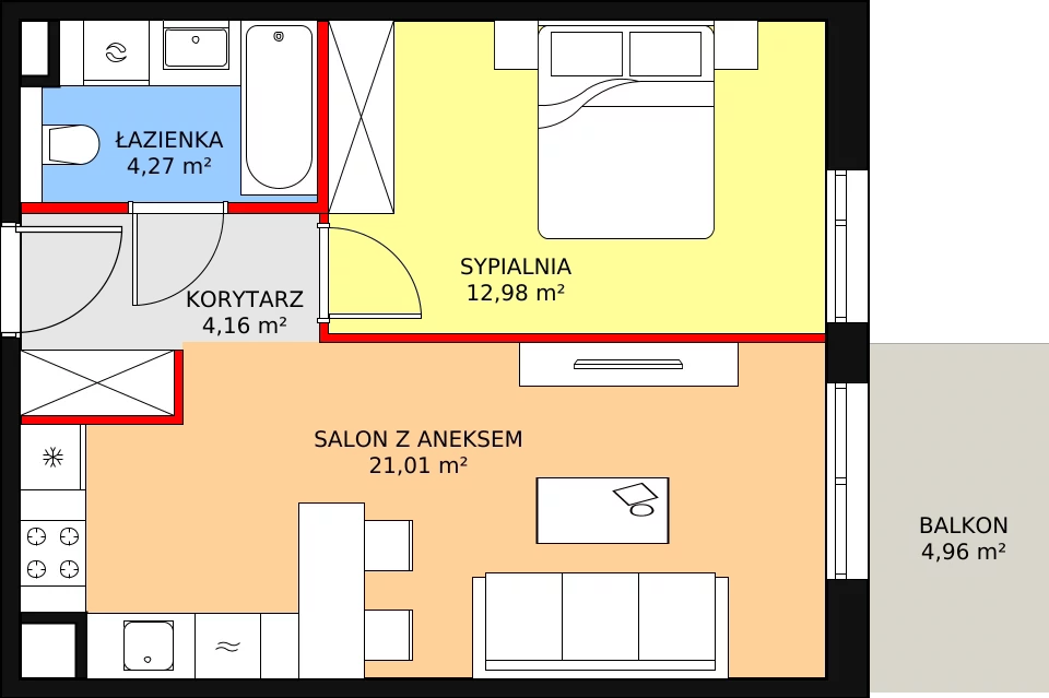 Mieszkanie 42,42 m², piętro 2, oferta nr 7A-2-3, Naramowice Odnova II, Poznań, Naramowice, ul. Bielicowa