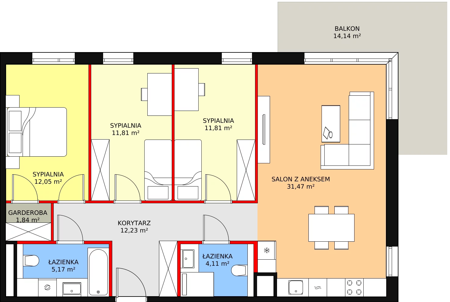 Mieszkanie 90,49 m², piętro 4, oferta nr 7A-4-2, Naramowice Odnova II, Poznań, Naramowice, ul. Bielicowa