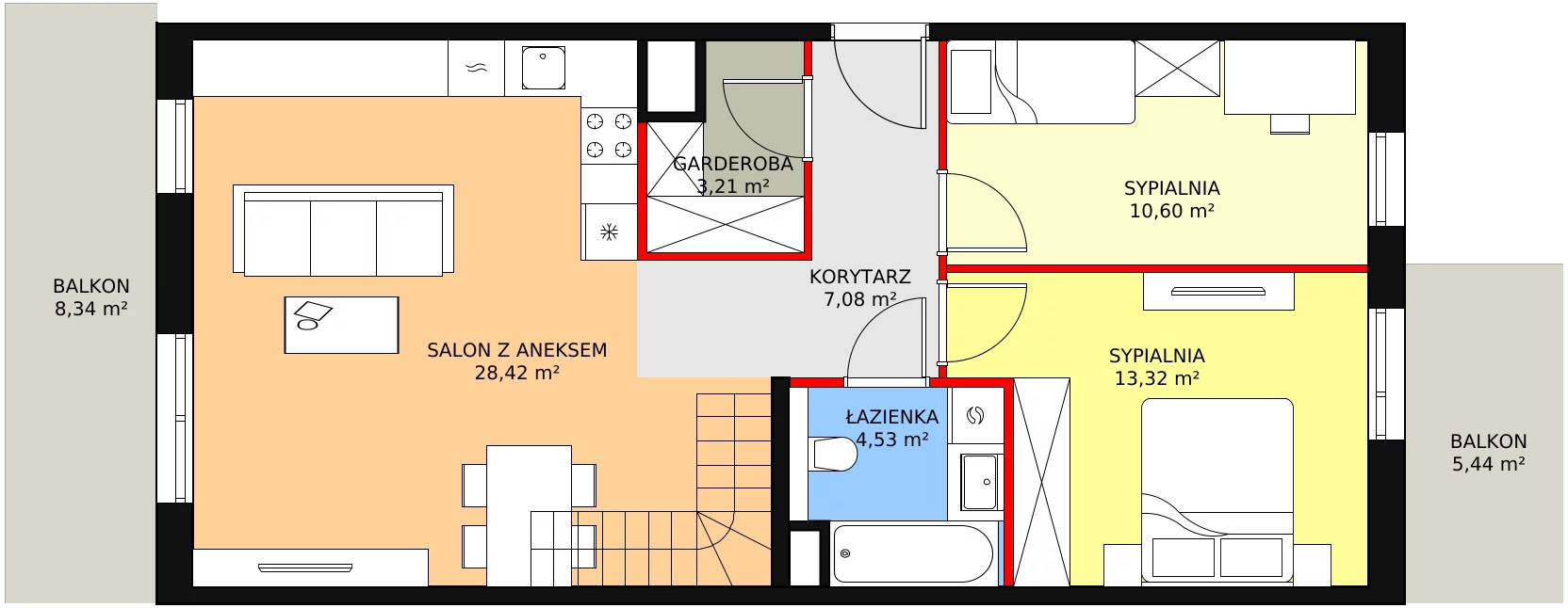 3 pokoje, mieszkanie 82,40 m², piętro 4, oferta nr 7B-4-1, Naramowice Odnova II, Poznań, Naramowice, ul. Bielicowa