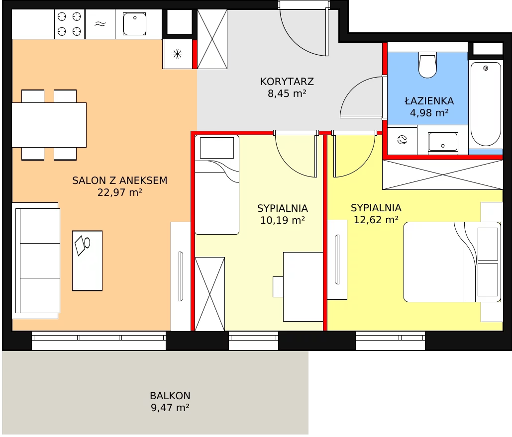 Mieszkanie 59,21 m², piętro 4, oferta nr 7B-4-2, Naramowice Odnova II, Poznań, Naramowice, ul. Bielicowa