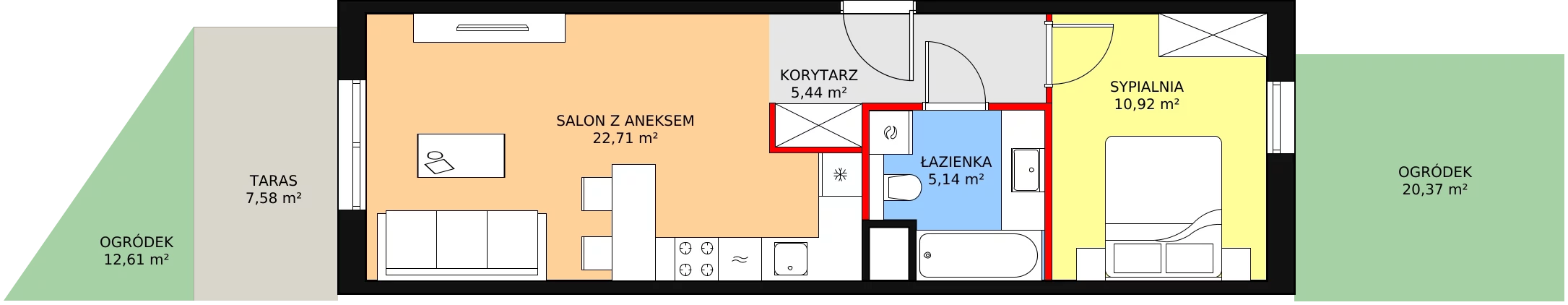 Mieszkanie 44,21 m², parter, oferta nr 7C-0-1, Naramowice Odnova II, Poznań, Naramowice, ul. Bielicowa