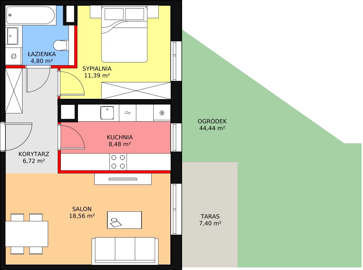 Mieszkanie 49,95 m², parter, oferta nr 7C-0-2, Naramowice Odnova II, Poznań, Naramowice, ul. Bielicowa