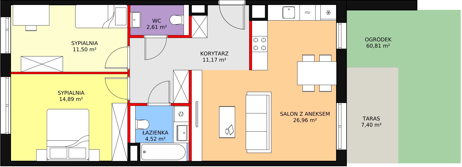 3 pokoje, mieszkanie 71,65 m², parter, oferta nr 7C-0-4, Naramowice Odnova II, Poznań, Naramowice, ul. Bielicowa