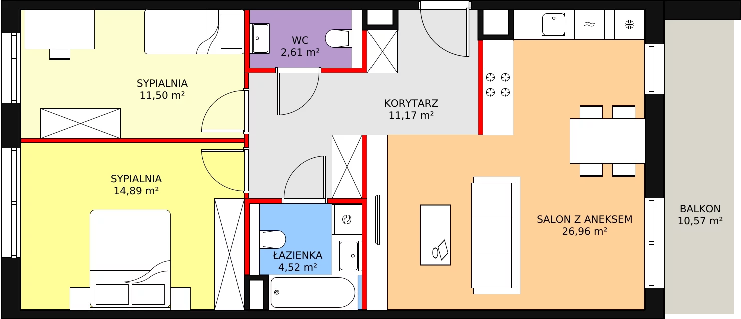 3 pokoje, mieszkanie 71,65 m², piętro 1, oferta nr 7C-1-3, Naramowice Odnova II, Poznań, Naramowice, ul. Bielicowa