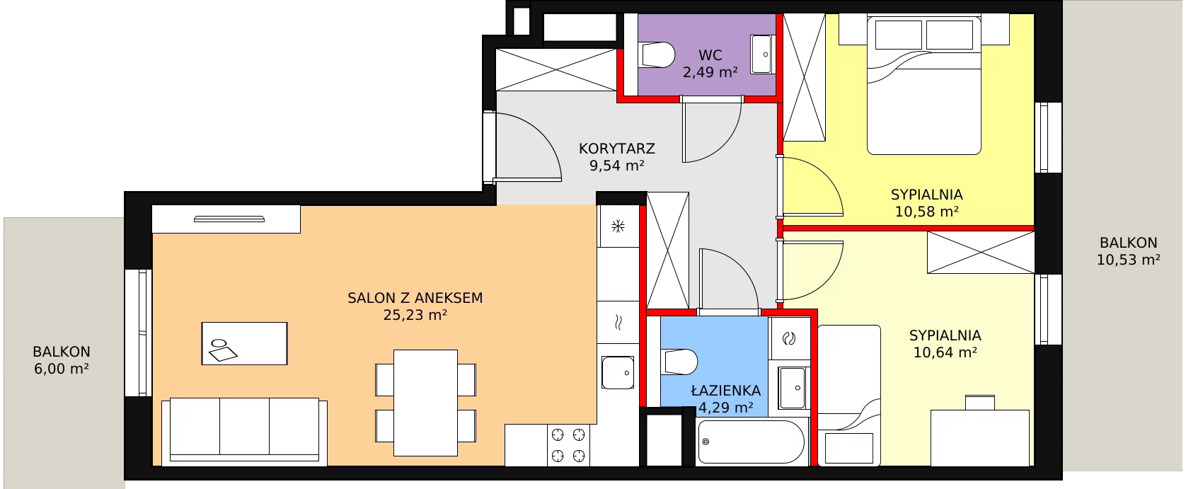 3 pokoje, mieszkanie 62,77 m², piętro 1, oferta nr 7C-1-9, Naramowice Odnova II, Poznań, Naramowice, ul. Bielicowa