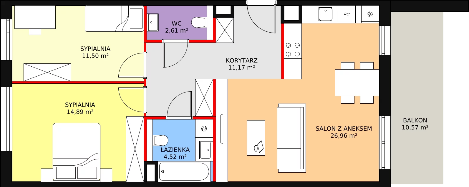 3 pokoje, mieszkanie 71,65 m², piętro 2, oferta nr 7C-2-3, Naramowice Odnova II, Poznań, Naramowice, ul. Bielicowa