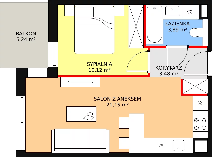 Mieszkanie 38,64 m², piętro 2, oferta nr 7C-2-4, Naramowice Odnova II, Poznań, Naramowice, ul. Bielicowa