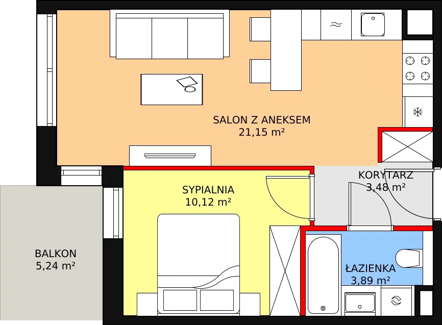 Mieszkanie 38,64 m², piętro 2, oferta nr 7C-2-5, Naramowice Odnova II, Poznań, Naramowice, ul. Bielicowa