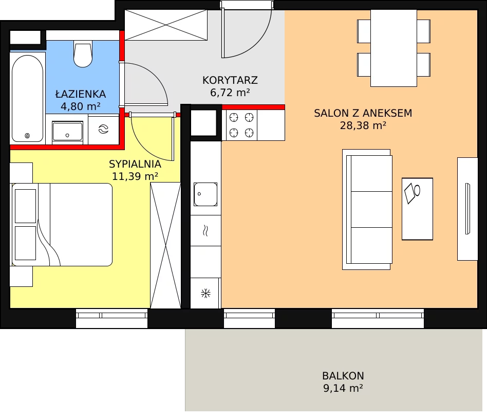 Mieszkanie 49,54 m², piętro 3, oferta nr 7C-3-2, Naramowice Odnova II, Poznań, Naramowice, ul. Bielicowa