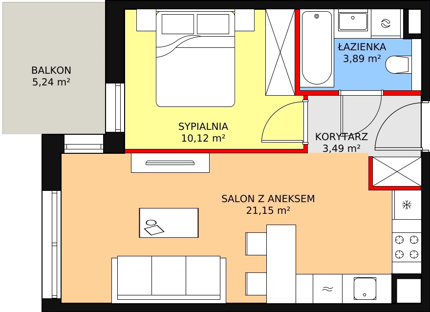 Mieszkanie 38,65 m², piętro 3, oferta nr 7C-3-6, Naramowice Odnova II, Poznań, Naramowice, ul. Bielicowa