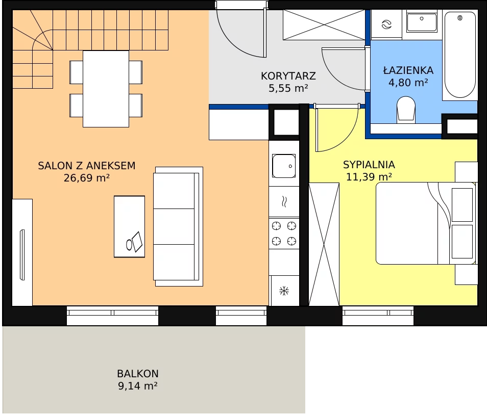2 pokoje, mieszkanie 61,71 m², piętro 4, oferta nr 7C-4-1, Naramowice Odnova II, Poznań, Naramowice, ul. Bielicowa