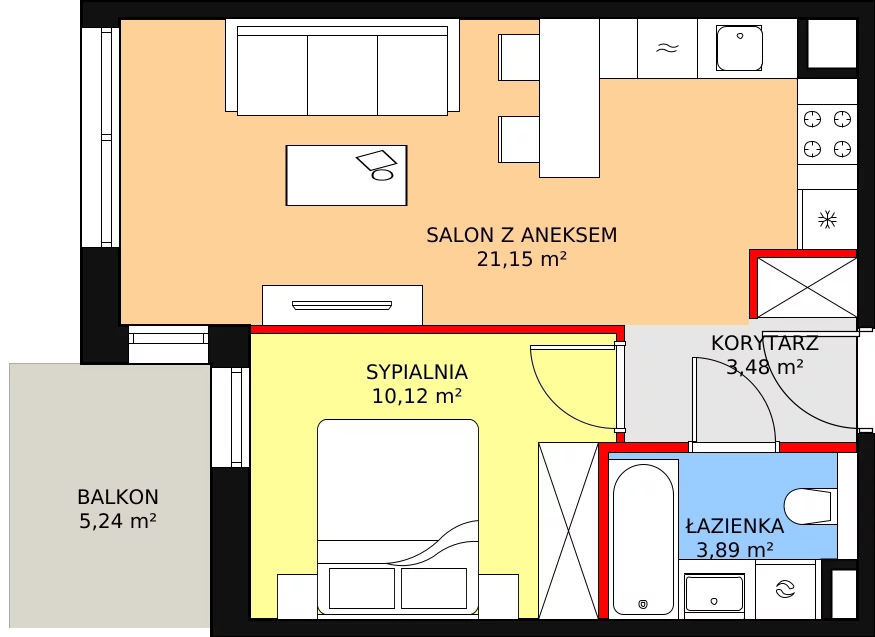 Mieszkanie 38,64 m², piętro 4, oferta nr 7C-4-5, Naramowice Odnova II, Poznań, Naramowice, ul. Bielicowa