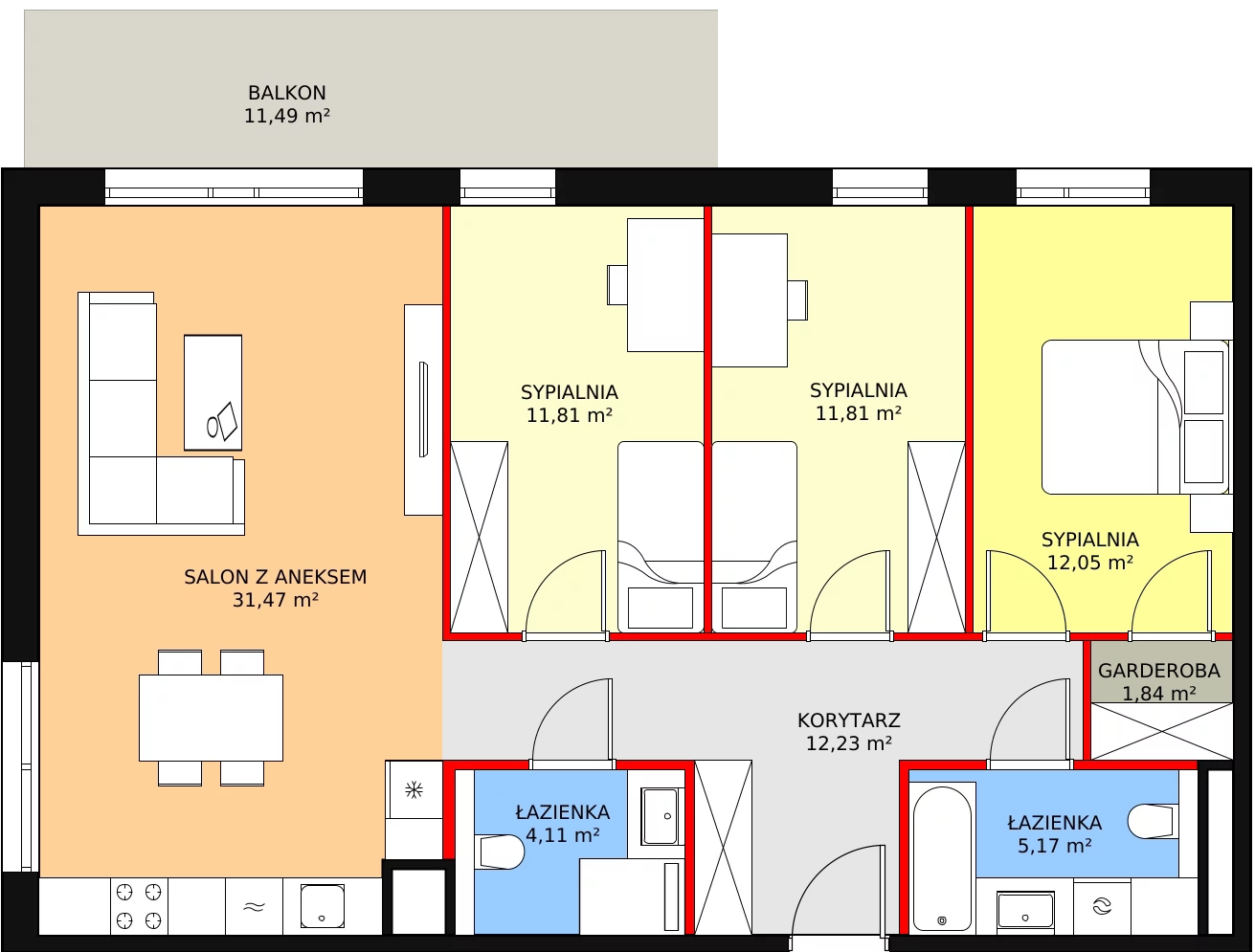 Mieszkanie 90,49 m², piętro 4, oferta nr 7C-4-8, Naramowice Odnova II, Poznań, Naramowice, ul. Bielicowa