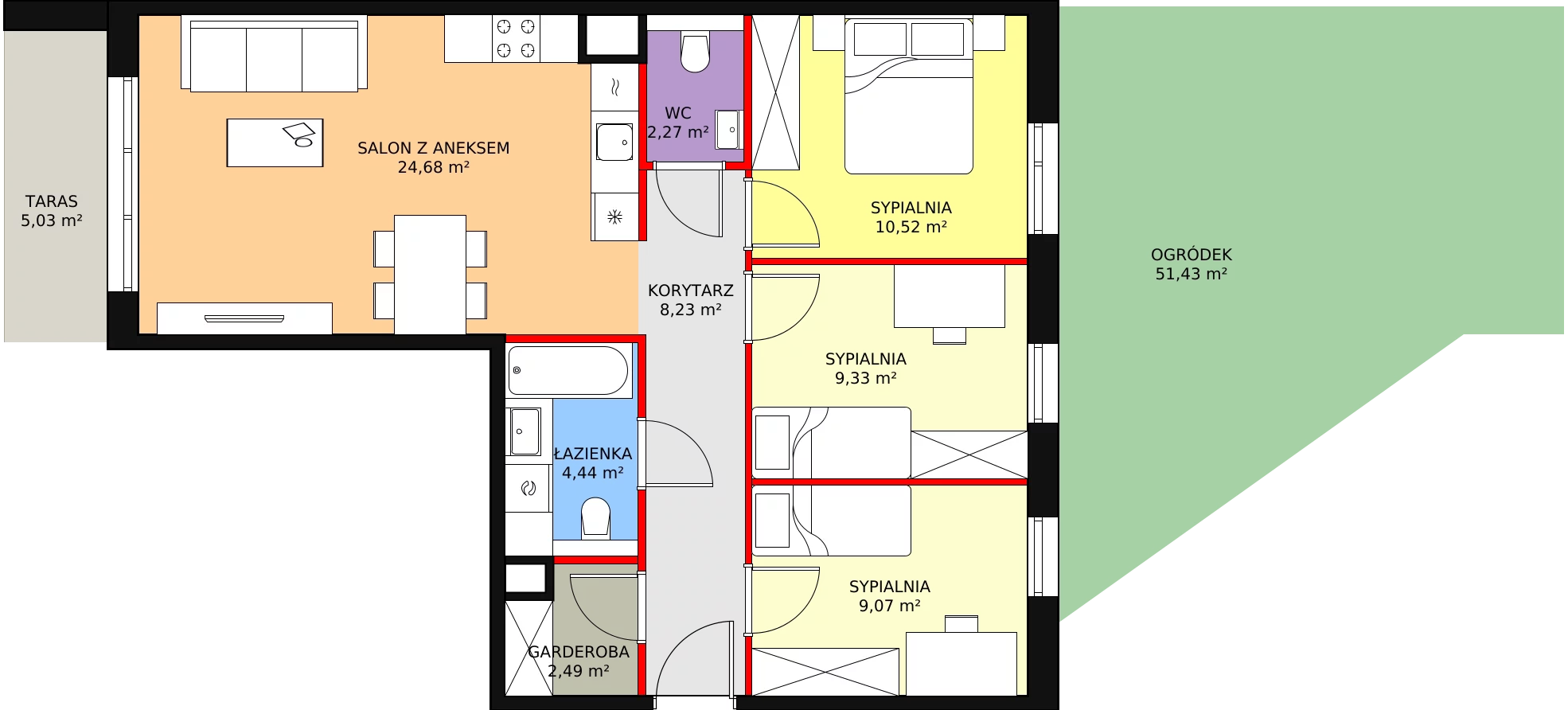 4 pokoje, mieszkanie 71,03 m², parter, oferta nr 7D-0-5, Naramowice Odnova II, Poznań, Naramowice, ul. Bielicowa