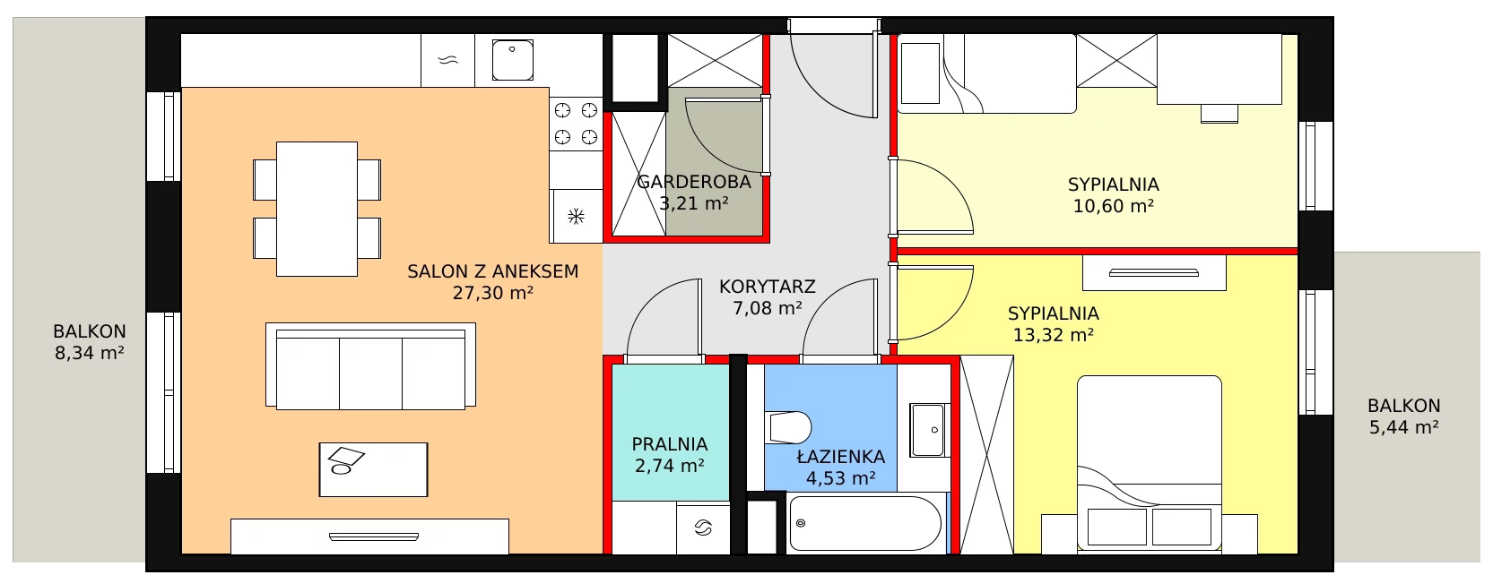 3 pokoje, mieszkanie 68,78 m², piętro 1, oferta nr 7E-1-1, Naramowice Odnova II, Poznań, Naramowice, ul. Bielicowa