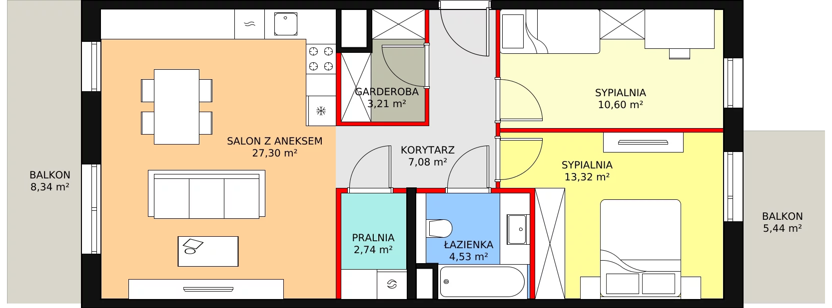 3 pokoje, mieszkanie 68,78 m², piętro 2, oferta nr 7E-2-1, Naramowice Odnova II, Poznań, Naramowice, ul. Bielicowa