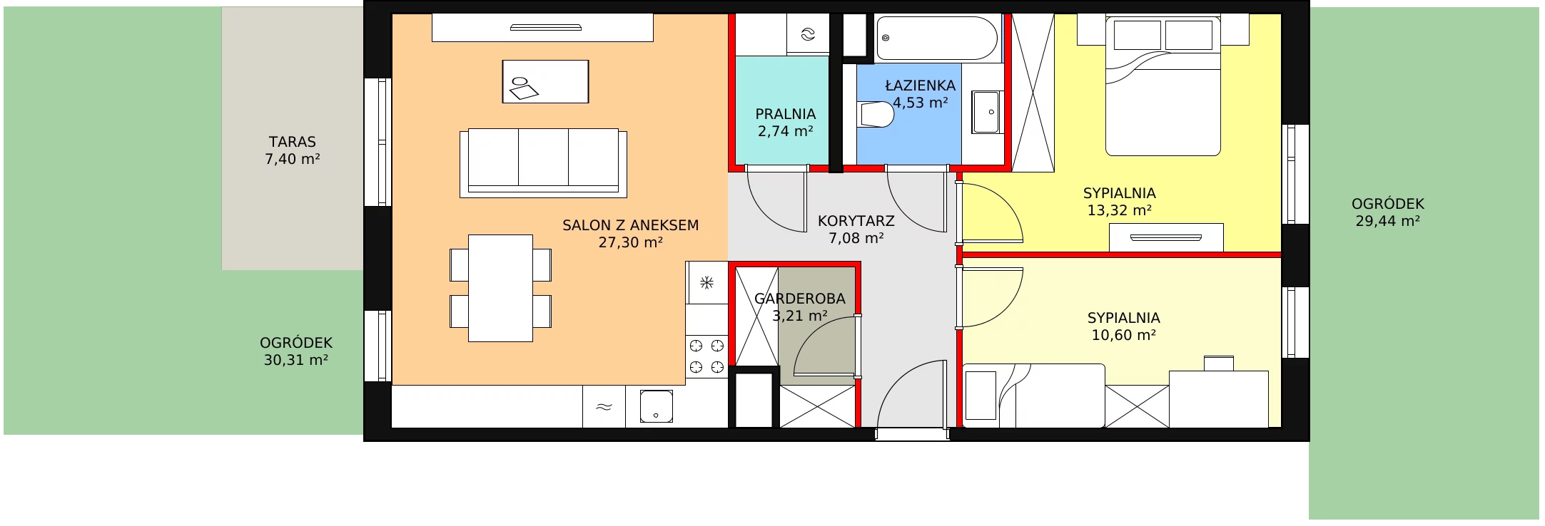 3 pokoje, mieszkanie 68,78 m², parter, oferta nr 7F-0-3, Naramowice Odnova II, Poznań, Naramowice, ul. Bielicowa