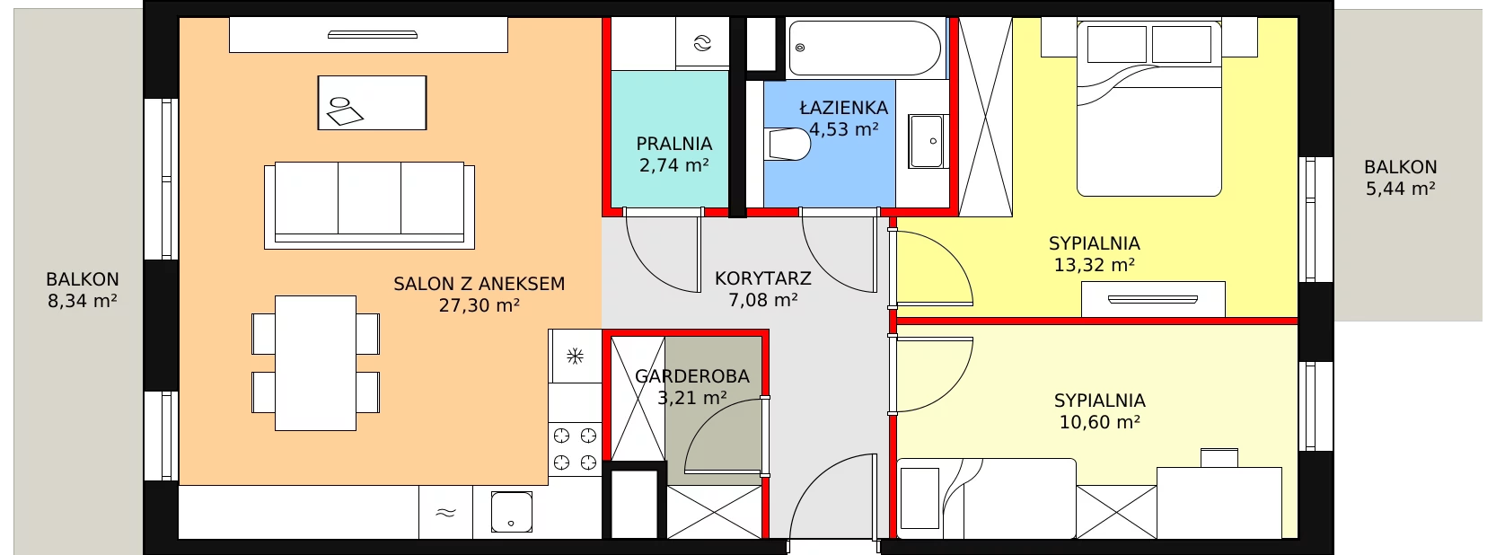 3 pokoje, mieszkanie 68,78 m², piętro 1, oferta nr 7F-1-3, Naramowice Odnova II, Poznań, Naramowice, ul. Bielicowa