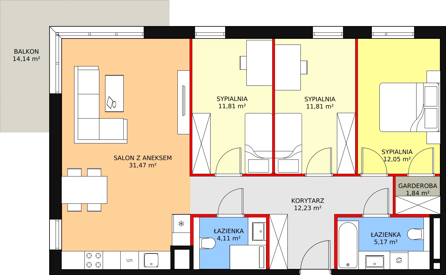 Mieszkanie 90,49 m², piętro 1, oferta nr 8A-1-5, Naramowice Odnova II, Poznań, Naramowice, ul. Bielicowa