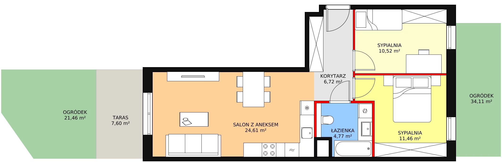 Mieszkanie 58,08 m², parter, oferta nr 8B-0-1, Naramowice Odnova II, Poznań, Naramowice, ul. Bielicowa