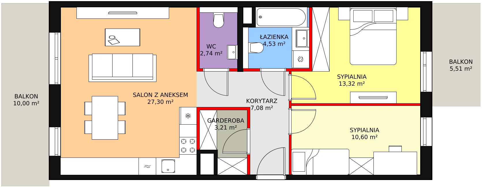 3 pokoje, mieszkanie 68,78 m², piętro 2, oferta nr 8B-2-3, Naramowice Odnova II, Poznań, Naramowice, ul. Bielicowa