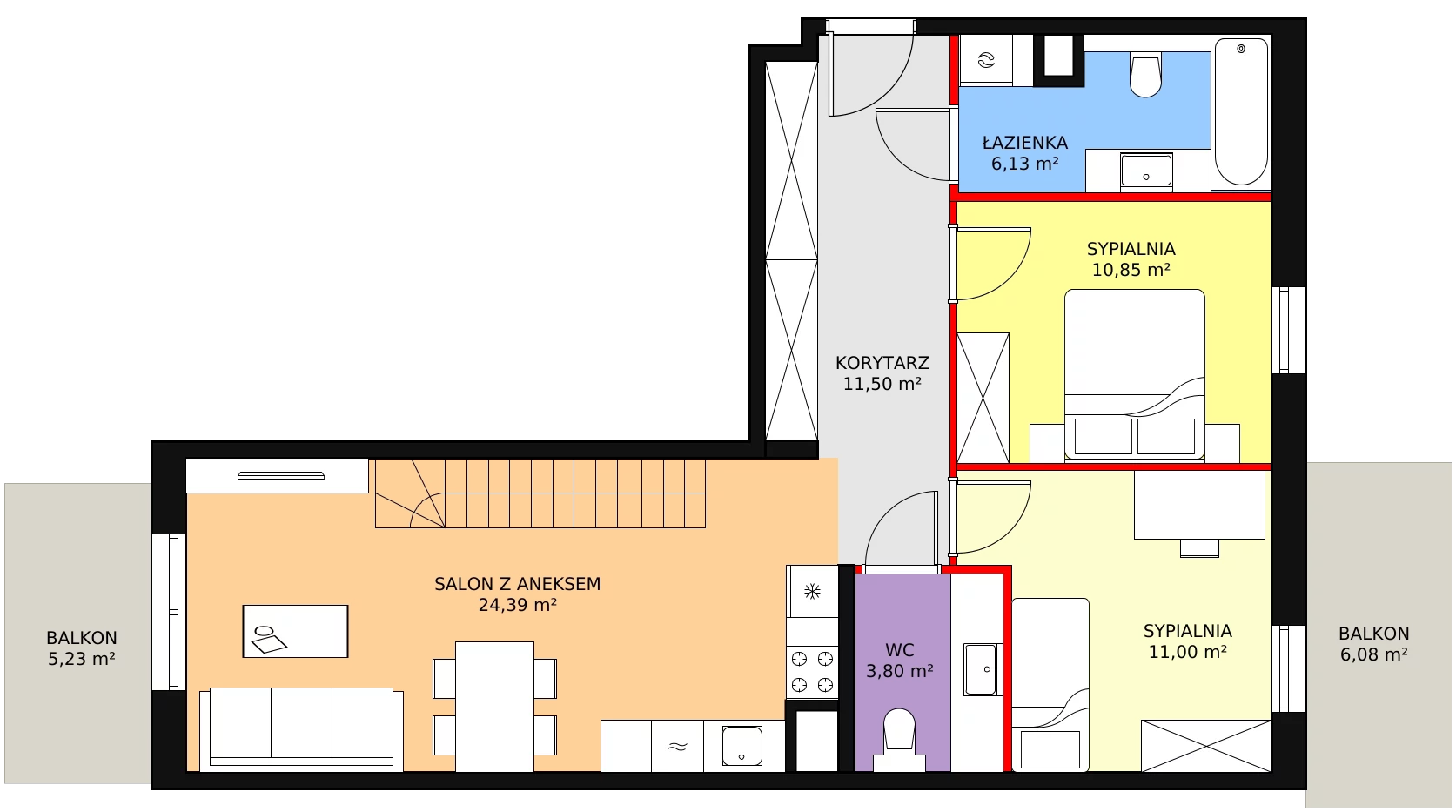 3 pokoje, mieszkanie 83,25 m², piętro 4, oferta nr 8B-4-1, Naramowice Odnova II, Poznań, Naramowice, ul. Bielicowa