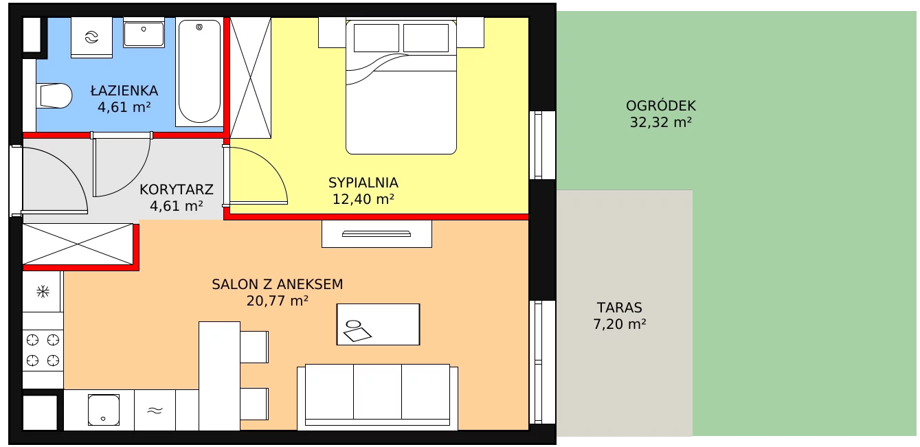 Mieszkanie 42,39 m², parter, oferta nr 8C-0-3, Naramowice Odnova II, Poznań, Naramowice, ul. Bielicowa