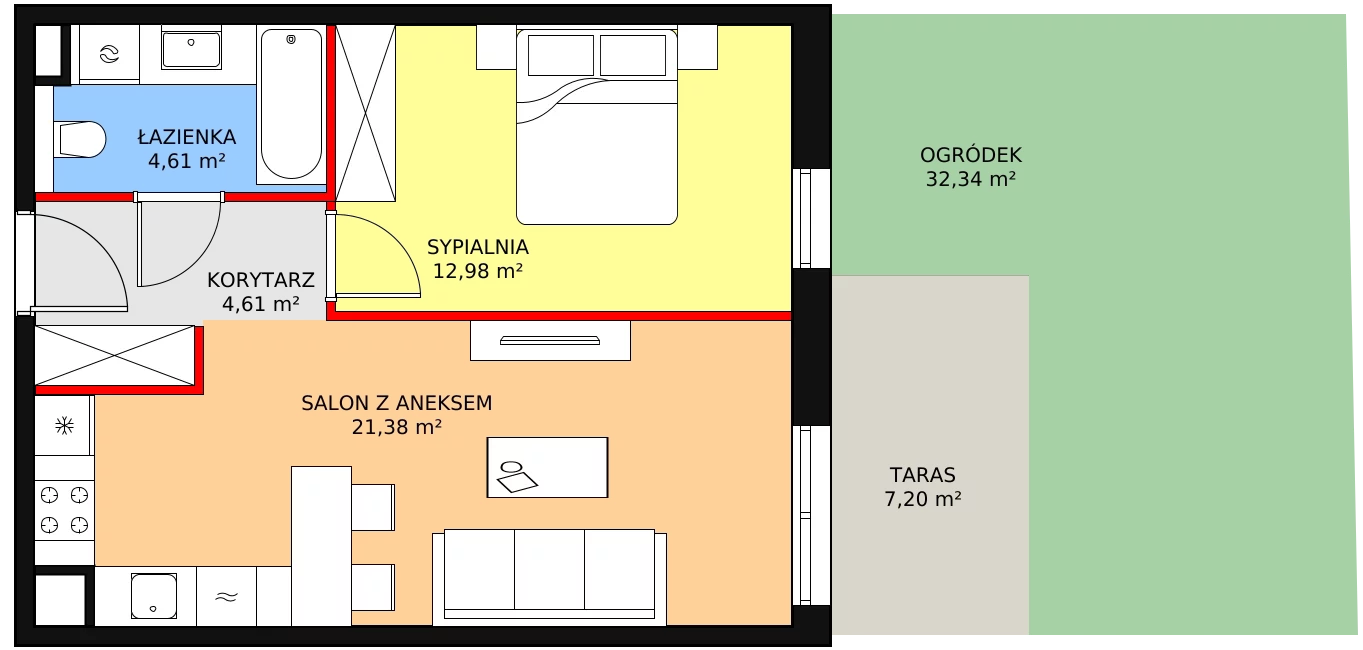 Mieszkanie 43,58 m², parter, oferta nr 8C-0-5, Naramowice Odnova II, Poznań, Naramowice, ul. Bielicowa