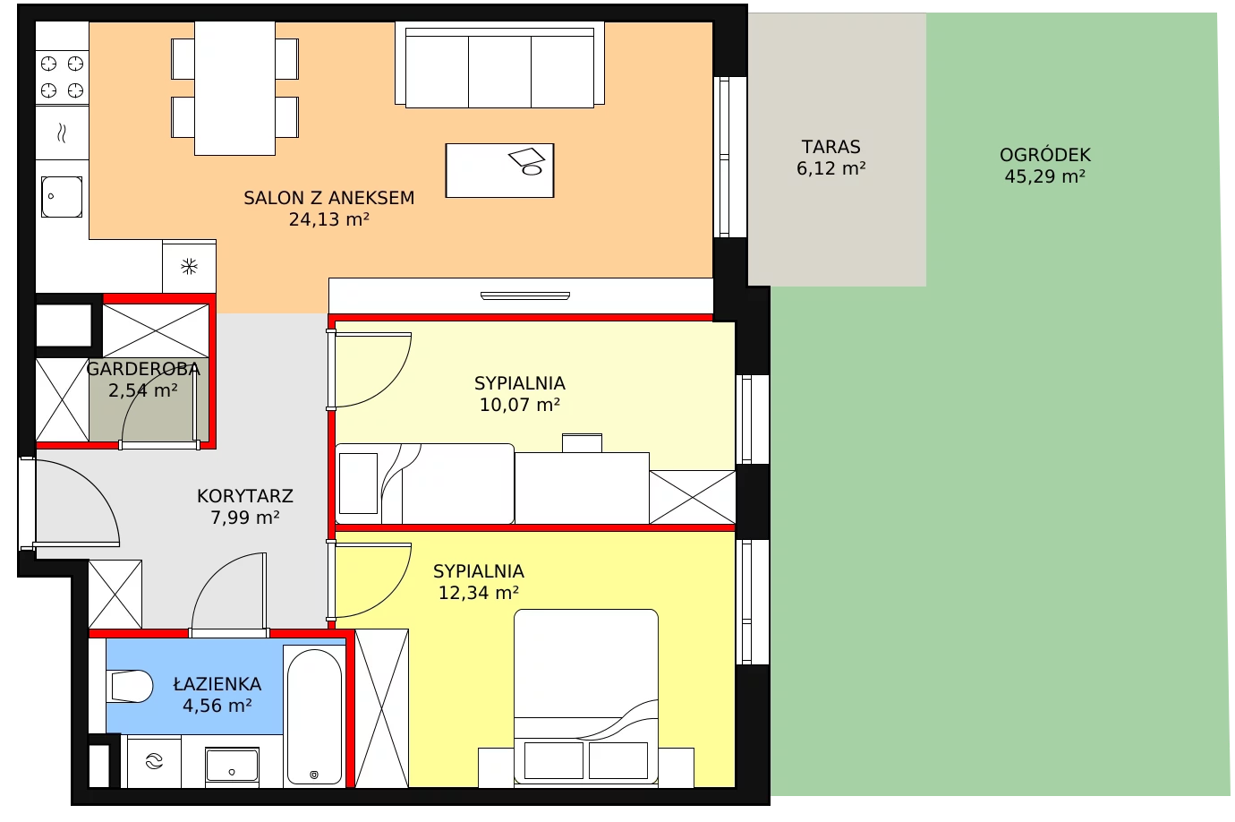 3 pokoje, mieszkanie 61,63 m², parter, oferta nr 8C-0-6, Naramowice Odnova II, Poznań, Naramowice, ul. Bielicowa