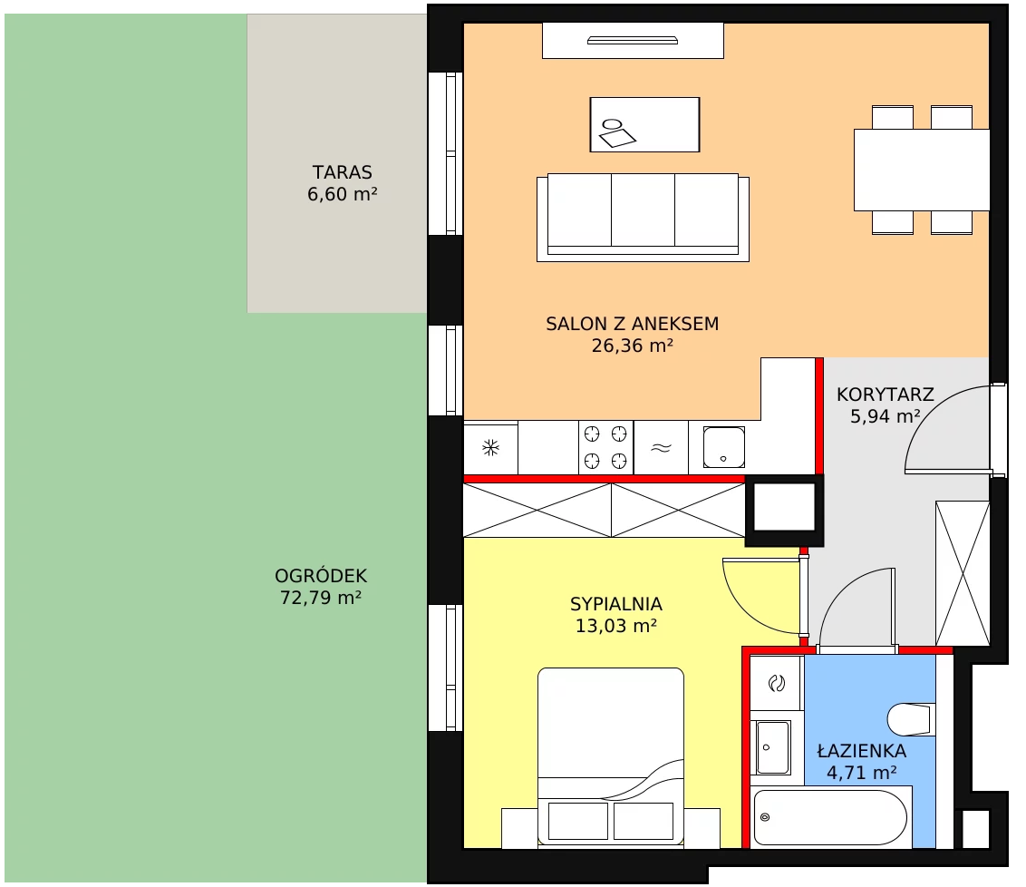 2 pokoje, mieszkanie 50,04 m², parter, oferta nr 8C-0-8, Naramowice Odnova II, Poznań, Naramowice, ul. Bielicowa