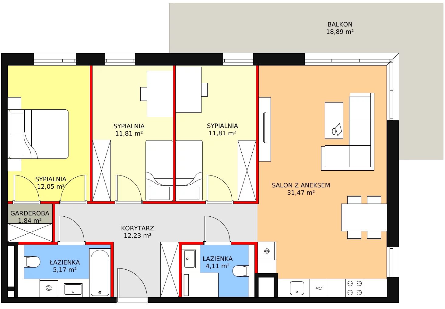 Mieszkanie 90,49 m², piętro 1, oferta nr 8C-1-2, Naramowice Odnova II, Poznań, Naramowice, ul. Bielicowa