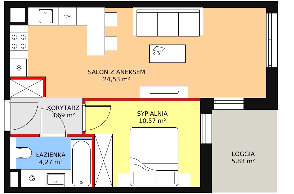 Mieszkanie 43,06 m², piętro 1, oferta nr 8C-1-4, Naramowice Odnova II, Poznań, Naramowice, ul. Bielicowa