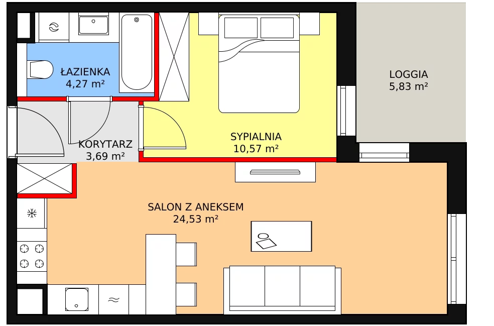 2 pokoje, mieszkanie 43,06 m², piętro 1, oferta nr 8C-1-5, Naramowice Odnova II, Poznań, Naramowice, ul. Bielicowa