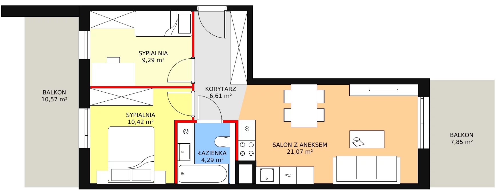 3 pokoje, mieszkanie 51,68 m², piętro 1, oferta nr 8C-1-7, Naramowice Odnova II, Poznań, Naramowice, ul. Bielicowa