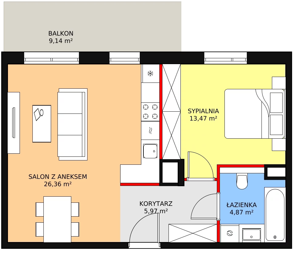 Mieszkanie 50,67 m², piętro 1, oferta nr 8C-1-9, Naramowice Odnova II, Poznań, Naramowice, ul. Bielicowa