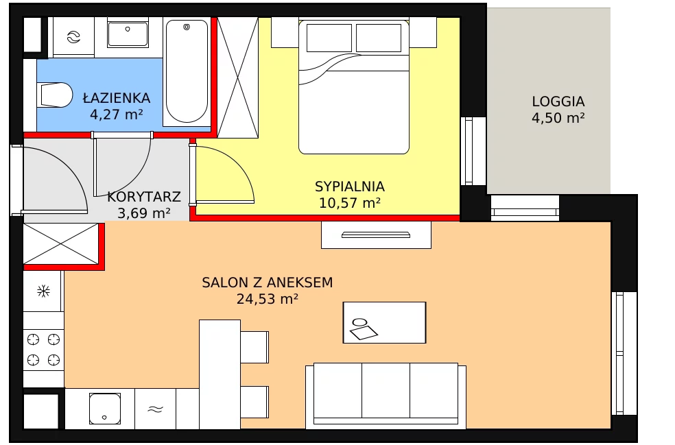 Mieszkanie 43,06 m², piętro 2, oferta nr 8C-2-5, Naramowice Odnova II, Poznań, Naramowice, ul. Bielicowa