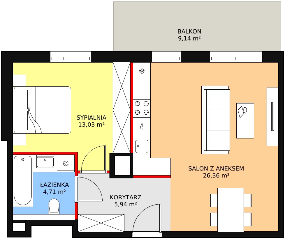 Mieszkanie 50,04 m², piętro 2, oferta nr 8C-2-8, Naramowice Odnova II, Poznań, Naramowice, ul. Bielicowa