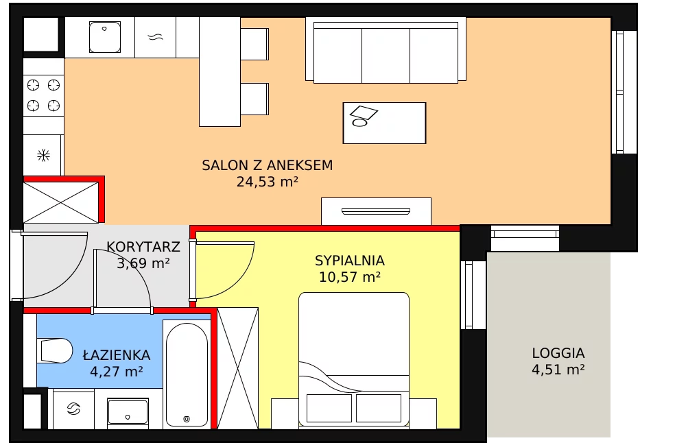 Mieszkanie 43,06 m², piętro 3, oferta nr 8C-3-4, Naramowice Odnova II, Poznań, Naramowice, ul. Bielicowa