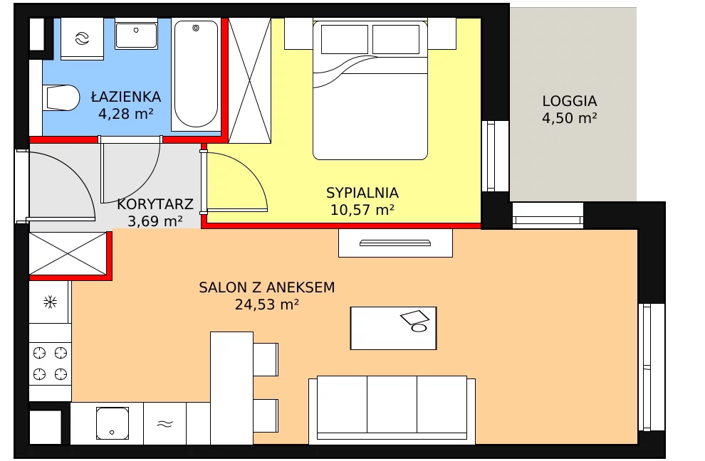 Mieszkanie 43,07 m², piętro 3, oferta nr 8C-3-5, Naramowice Odnova II, Poznań, Naramowice, ul. Bielicowa