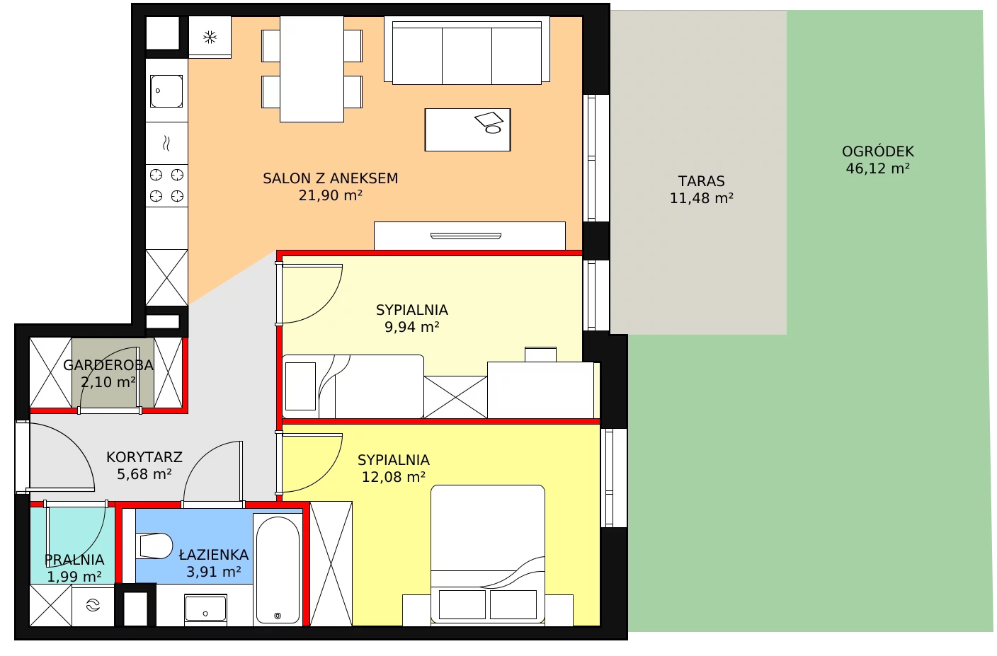 Mieszkanie 57,60 m², parter, oferta nr 8D-0-2, Naramowice Odnova II, Poznań, Naramowice, ul. Bielicowa