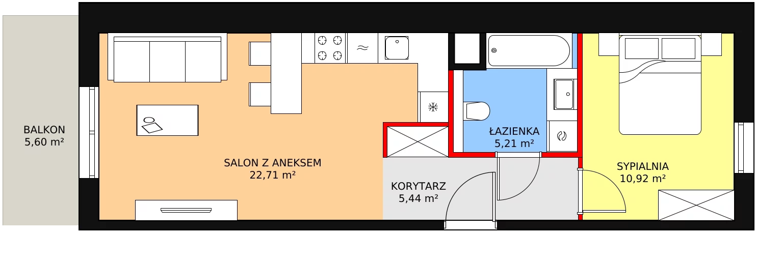 Mieszkanie 44,28 m², piętro 1, oferta nr 8D-1-5, Naramowice Odnova II, Poznań, Naramowice, ul. Bielicowa