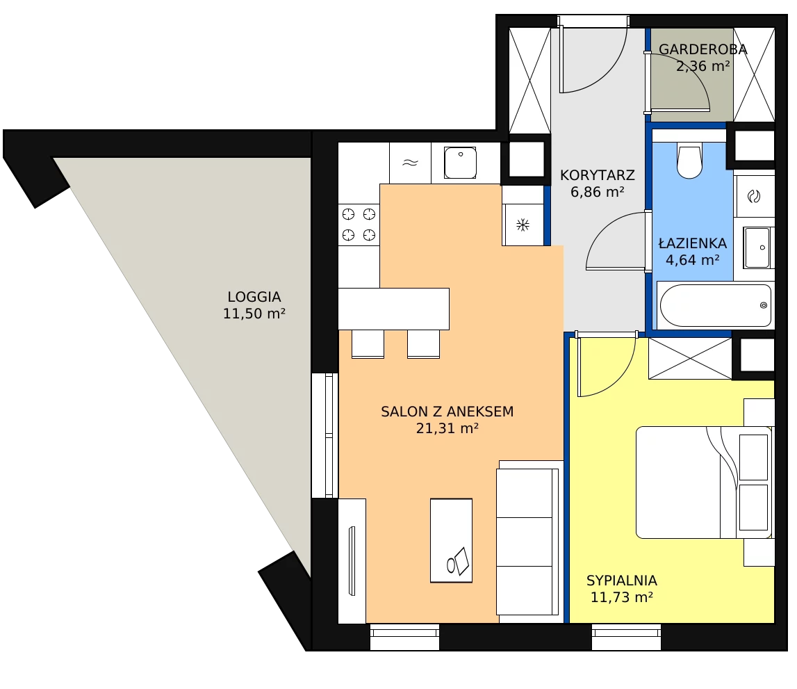 3 pokoje, mieszkanie 46,90 m², piętro 2, oferta nr 8D-2-3, Naramowice Odnova II, Poznań, Naramowice, ul. Bielicowa