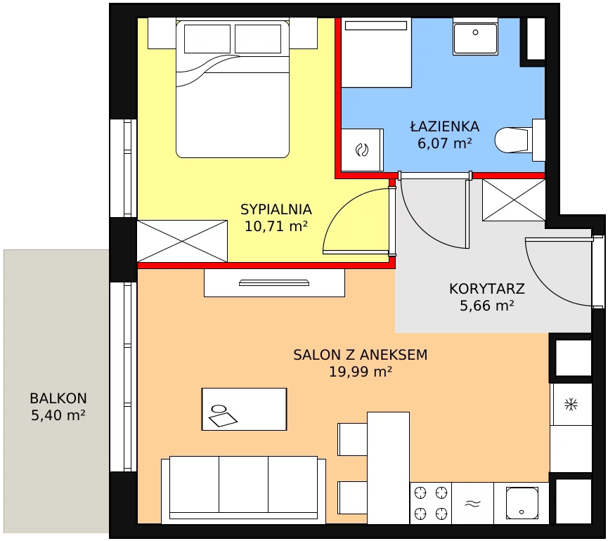 Mieszkanie 42,43 m², piętro 1, oferta nr 8E-1-2, Naramowice Odnova II, Poznań, Naramowice, ul. Bielicowa