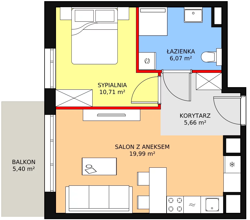 Mieszkanie 42,43 m², piętro 2, oferta nr 8E-2-2, Naramowice Odnova II, Poznań, Naramowice, ul. Bielicowa