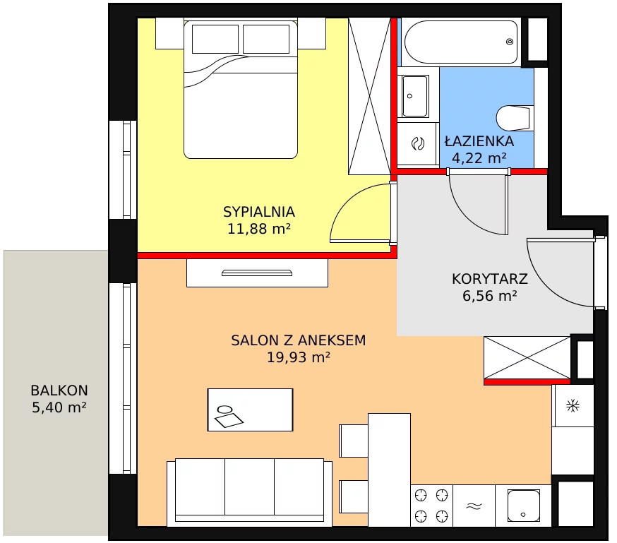 Mieszkanie 42,59 m², piętro 4, oferta nr 8E-4-2, Naramowice Odnova II, Poznań, Naramowice, ul. Bielicowa