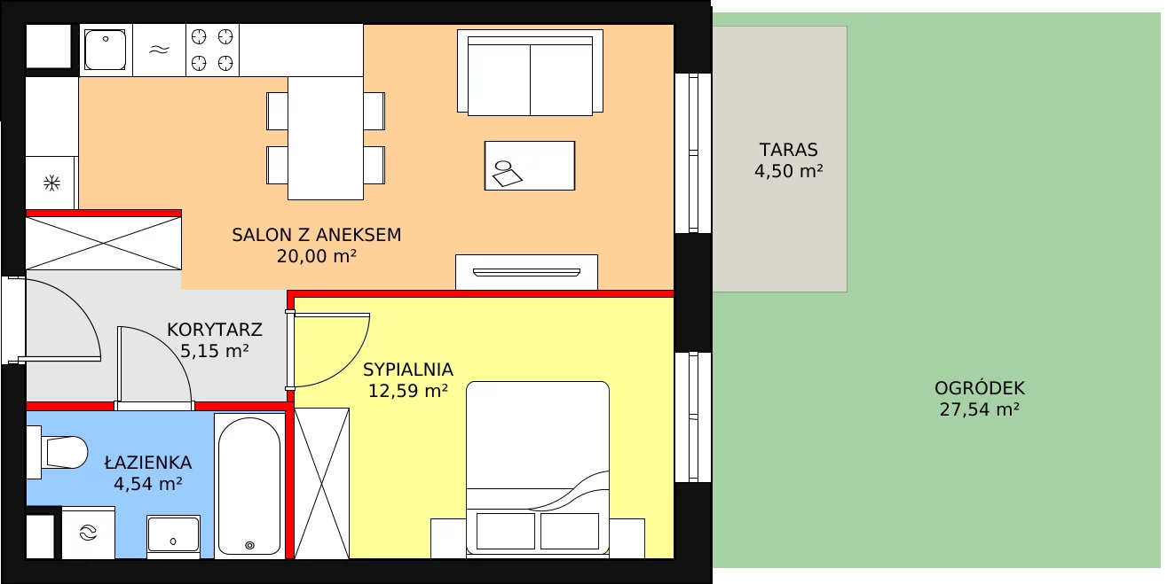 Mieszkanie 42,28 m², parter, oferta nr B6-K3-0-4, Żerniki Na Novo II, Wrocław, Żerniki, ul. Maxa Berga