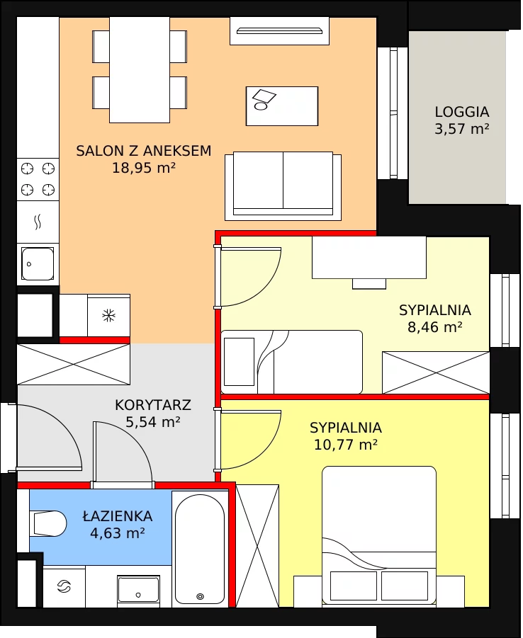 Mieszkanie 48,35 m², piętro 1, oferta nr B7A-K1-1-6, Żerniki Na Novo II, Wrocław, Żerniki, ul. Maxa Berga